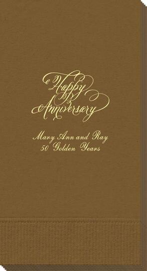 Elegant Happy Anniversary Guest Towels